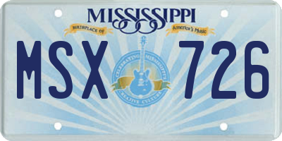 MS license plate MSX726