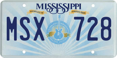MS license plate MSX728