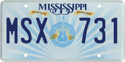 MS license plate MSX731