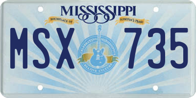 MS license plate MSX735