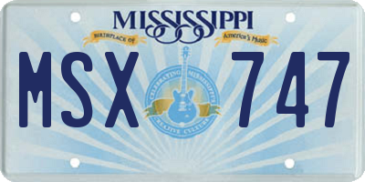 MS license plate MSX747