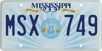 MS license plate MSX749