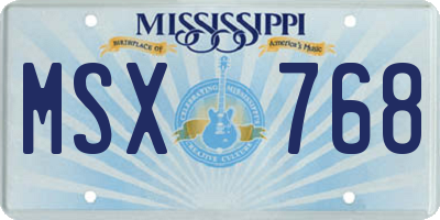 MS license plate MSX768