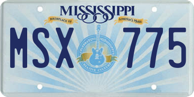 MS license plate MSX775
