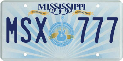 MS license plate MSX777