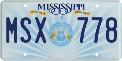 MS license plate MSX778