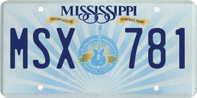 MS license plate MSX781