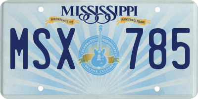 MS license plate MSX785