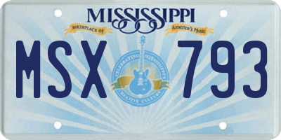 MS license plate MSX793