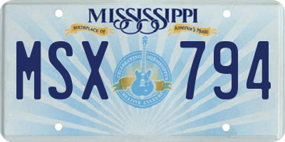 MS license plate MSX794