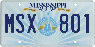 MS license plate MSX801