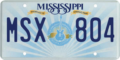 MS license plate MSX804