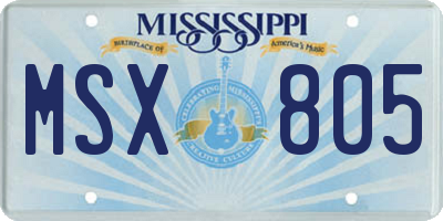 MS license plate MSX805