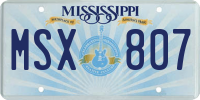 MS license plate MSX807