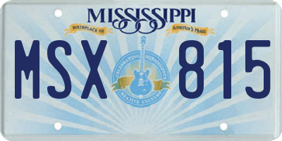 MS license plate MSX815