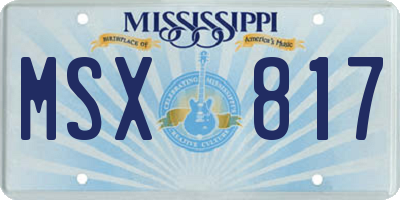 MS license plate MSX817