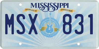 MS license plate MSX831