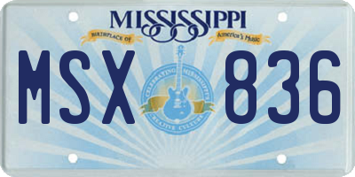 MS license plate MSX836
