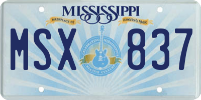 MS license plate MSX837