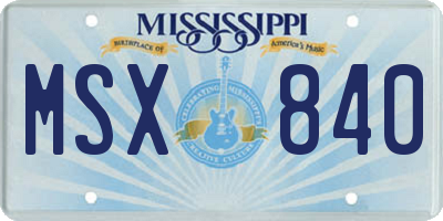 MS license plate MSX840