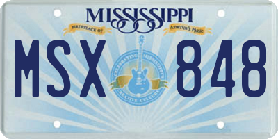 MS license plate MSX848