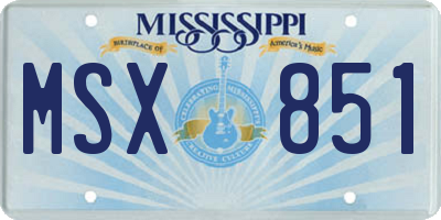 MS license plate MSX851