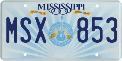 MS license plate MSX853