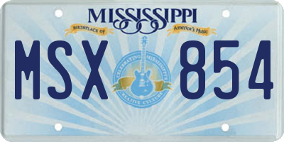 MS license plate MSX854