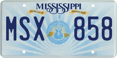 MS license plate MSX858