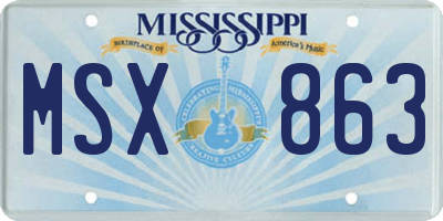 MS license plate MSX863