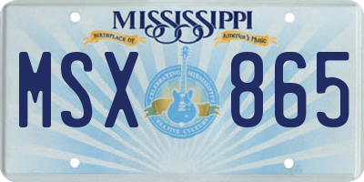 MS license plate MSX865