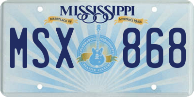 MS license plate MSX868