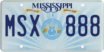MS license plate MSX888