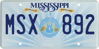 MS license plate MSX892