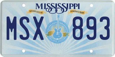 MS license plate MSX893