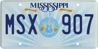 MS license plate MSX907