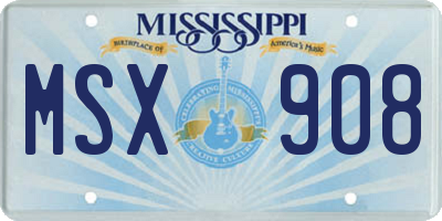 MS license plate MSX908