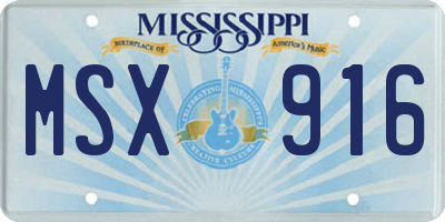 MS license plate MSX916