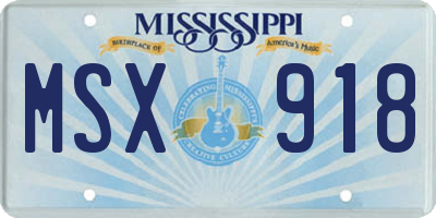 MS license plate MSX918