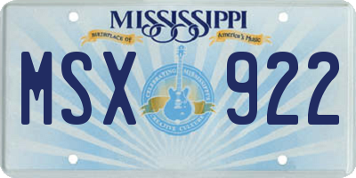 MS license plate MSX922