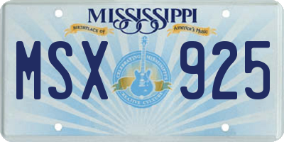 MS license plate MSX925