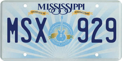 MS license plate MSX929