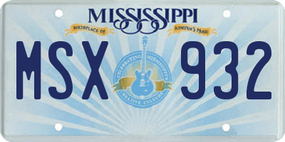 MS license plate MSX932