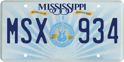 MS license plate MSX934