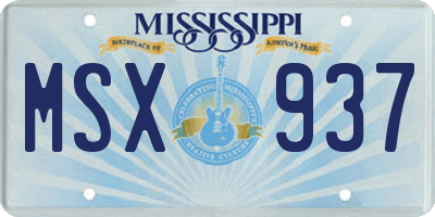 MS license plate MSX937