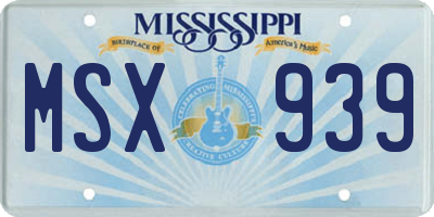 MS license plate MSX939