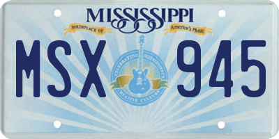 MS license plate MSX945