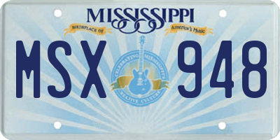 MS license plate MSX948