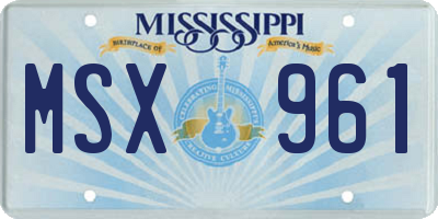 MS license plate MSX961