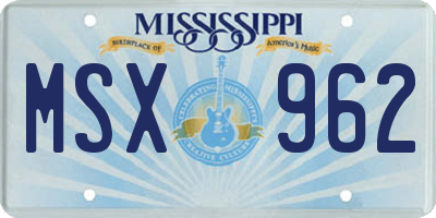 MS license plate MSX962